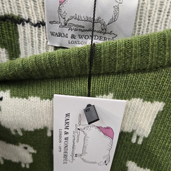 NWT WARM & WONDERFUL Women’s Princess DIANA Wool Sheep Sweater Green SZ XL - Picture 9 of 9
